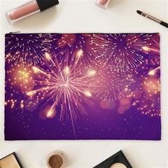 Fireworks On A Purple With Fireworks New Year Christmas Pattern Cosmetic Bag (xxl) by Sarkoni