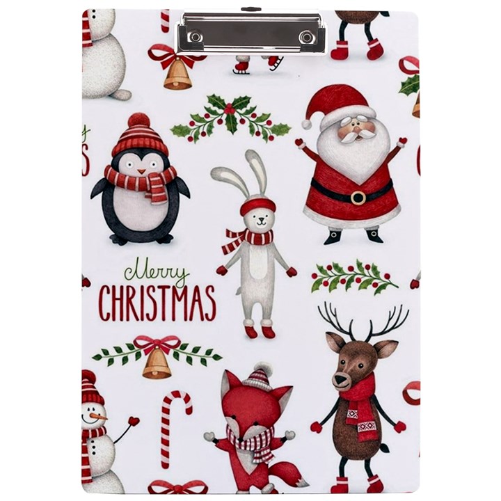 Christmas Characters Pattern A4 Acrylic Clipboard