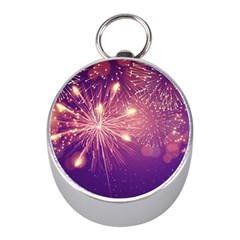 Fireworks On A Purple With Fireworks New Year Christmas Pattern Mini Silver Compasses by Sarkoni