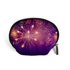 Fireworks On A Purple With Fireworks New Year Christmas Pattern Accessory Pouch (small) by Sarkoni