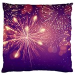 Fireworks On A Purple With Fireworks New Year Christmas Pattern Large Premium Plush Fleece Cushion Case (Two Sides) Back