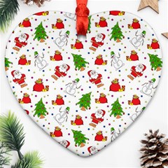 Christmas Santa Pattern Tree Ornament (heart) by Sarkoni