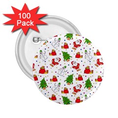 Christmas Santa Pattern Tree 2 25  Buttons (100 Pack)  by Sarkoni