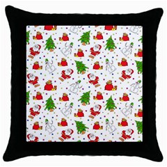 Christmas Santa Pattern Tree Throw Pillow Case (black) by Sarkoni