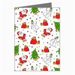 Christmas Santa Pattern Tree Greeting Cards (pkg Of 8) by Sarkoni