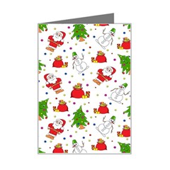 Christmas Santa Pattern Tree Mini Greeting Card