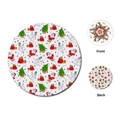 Christmas Santa Pattern Tree Playing Cards Single Design (round) by Sarkoni