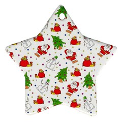 Christmas Santa Pattern Tree Star Ornament (two Sides) by Sarkoni