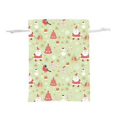 Christmas Pattern Christmas Tree Santa Lightweight Drawstring Pouch (s) by Sarkoni