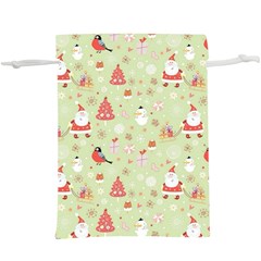 Christmas Pattern Christmas Tree Santa Lightweight Drawstring Pouch (xl) by Sarkoni