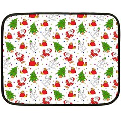 Christmas Santa Pattern Tree Two Sides Fleece Blanket (mini) by Sarkoni