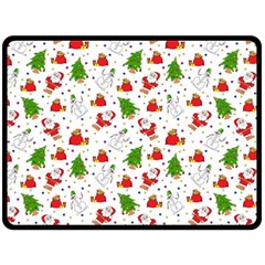 Christmas Santa Pattern Tree Two Sides Fleece Blanket (large) by Sarkoni