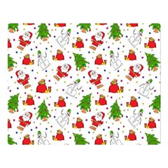 Christmas Santa Pattern Tree Two Sides Premium Plush Fleece Blanket (large) by Sarkoni