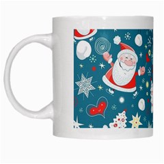 Christmas Pattern Santa Blue White Mug by Sarkoni