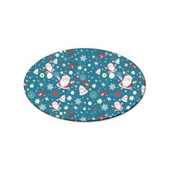 Christmas Pattern Santa Blue Sticker Oval (100 Pack) by Sarkoni