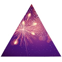 Fireworks On A Purple With Fireworks New Year Christmas Pattern Wooden Puzzle Triangle by Sarkoni