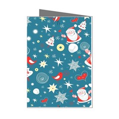 Christmas Pattern Santa Blue Mini Greeting Cards (pkg Of 8) by Sarkoni