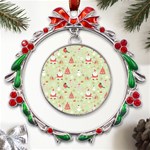 Christmas Pattern Christmas Tree Santa Metal X mas Wreath Ribbon Ornament Front