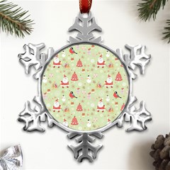 Christmas Pattern Christmas Tree Santa Metal Small Snowflake Ornament by Sarkoni