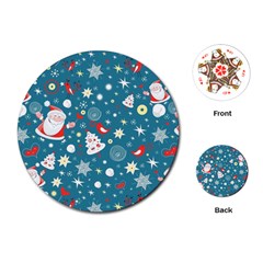 Christmas Pattern Santa Blue Playing Cards Single Design (round) by Sarkoni