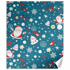 Christmas Pattern Santa Blue Canvas 8  X 10  by Sarkoni