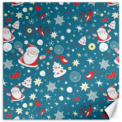 Christmas Pattern Santa Blue Canvas 16  X 16  by Sarkoni