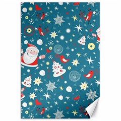 Christmas Pattern Santa Blue Canvas 20  X 30  by Sarkoni