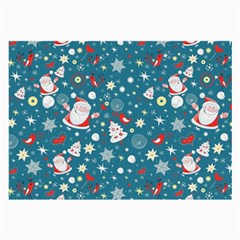 Christmas Pattern Santa Blue Large Glasses Cloth by Sarkoni