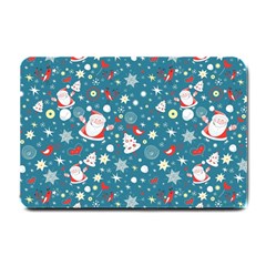 Christmas Pattern Santa Blue Small Doormat by Sarkoni