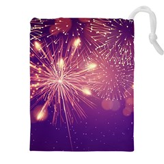 Fireworks On A Purple With Fireworks New Year Christmas Pattern Drawstring Pouch (4xl) by Sarkoni