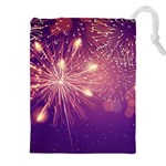 Fireworks On A Purple With Fireworks New Year Christmas Pattern Drawstring Pouch (5XL) Front