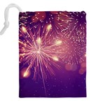 Fireworks On A Purple With Fireworks New Year Christmas Pattern Drawstring Pouch (5XL) Back