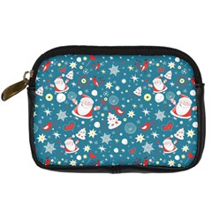 Christmas Pattern Santa Blue Digital Camera Leather Case by Sarkoni