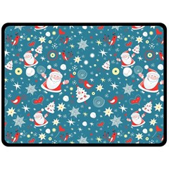 Christmas Pattern Santa Blue Fleece Blanket (large) by Sarkoni