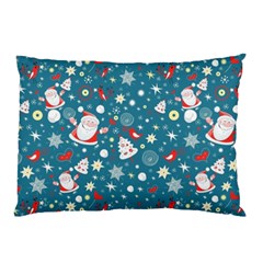 Christmas Pattern Santa Blue Pillow Case (two Sides) by Sarkoni