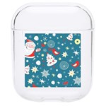 Christmas Pattern Santa Blue Hard PC AirPods 1/2 Case Front