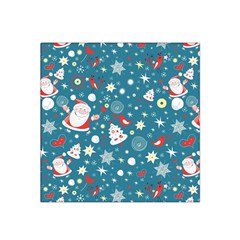 Christmas Pattern Santa Blue Satin Bandana Scarf 22  X 22  by Sarkoni