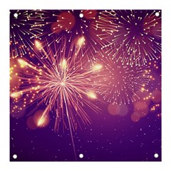 Fireworks On A Purple With Fireworks New Year Christmas Pattern Banner And Sign 3  X 3  by Sarkoni