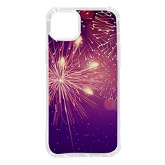 Fireworks On A Purple With Fireworks New Year Christmas Pattern Iphone 14 Plus Tpu Uv Print Case by Sarkoni