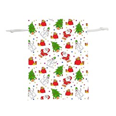 Christmas Santa Pattern Tree Lightweight Drawstring Pouch (s) by Sarkoni