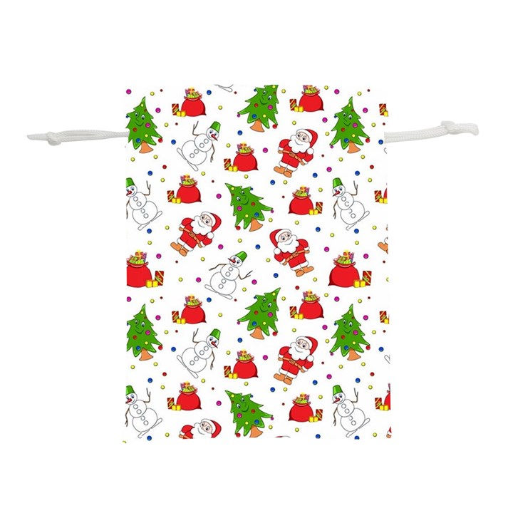 Christmas Santa Pattern Tree Lightweight Drawstring Pouch (M)