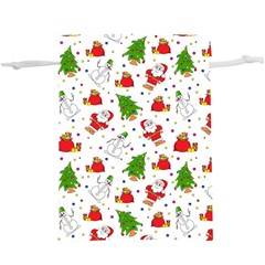 Christmas Santa Pattern Tree Lightweight Drawstring Pouch (xl) by Sarkoni