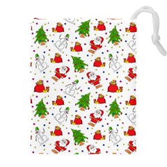 Christmas Santa Pattern Tree Drawstring Pouch (5xl) by Sarkoni