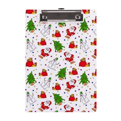 Christmas Santa Pattern Tree A5 Acrylic Clipboard by Sarkoni