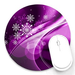 Purple Abstract Merry Christmas Xmas Pattern Round Mousepad by Sarkoni