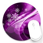 Purple Abstract Merry Christmas Xmas Pattern Round Mousepad Front