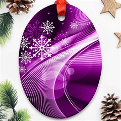 Purple Abstract Merry Christmas Xmas Pattern Ornament (oval) by Sarkoni