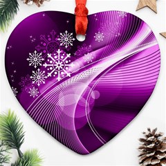 Purple Abstract Merry Christmas Xmas Pattern Ornament (heart) by Sarkoni