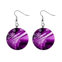 Purple Abstract Merry Christmas Xmas Pattern Mini Button Earrings by Sarkoni