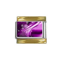 Purple Abstract Merry Christmas Xmas Pattern Gold Trim Italian Charm (9mm) by Sarkoni